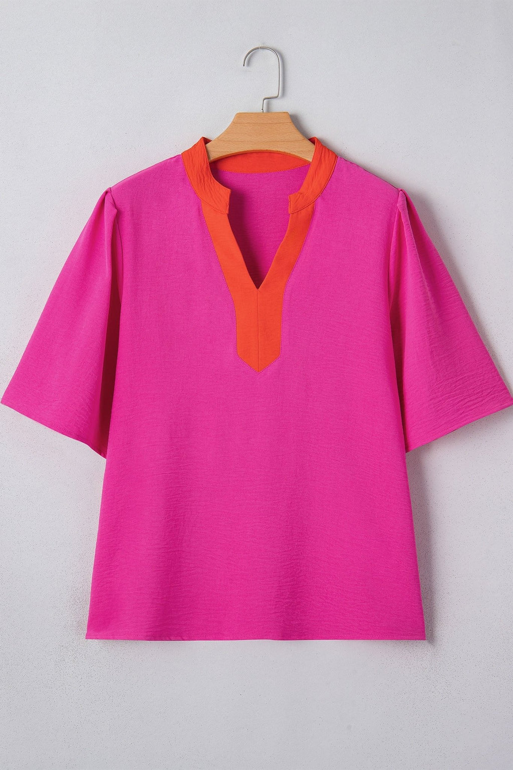 Colorblock Contrast V-Neck Wide Short Sleeve Top - Rooted & Reckless Co.