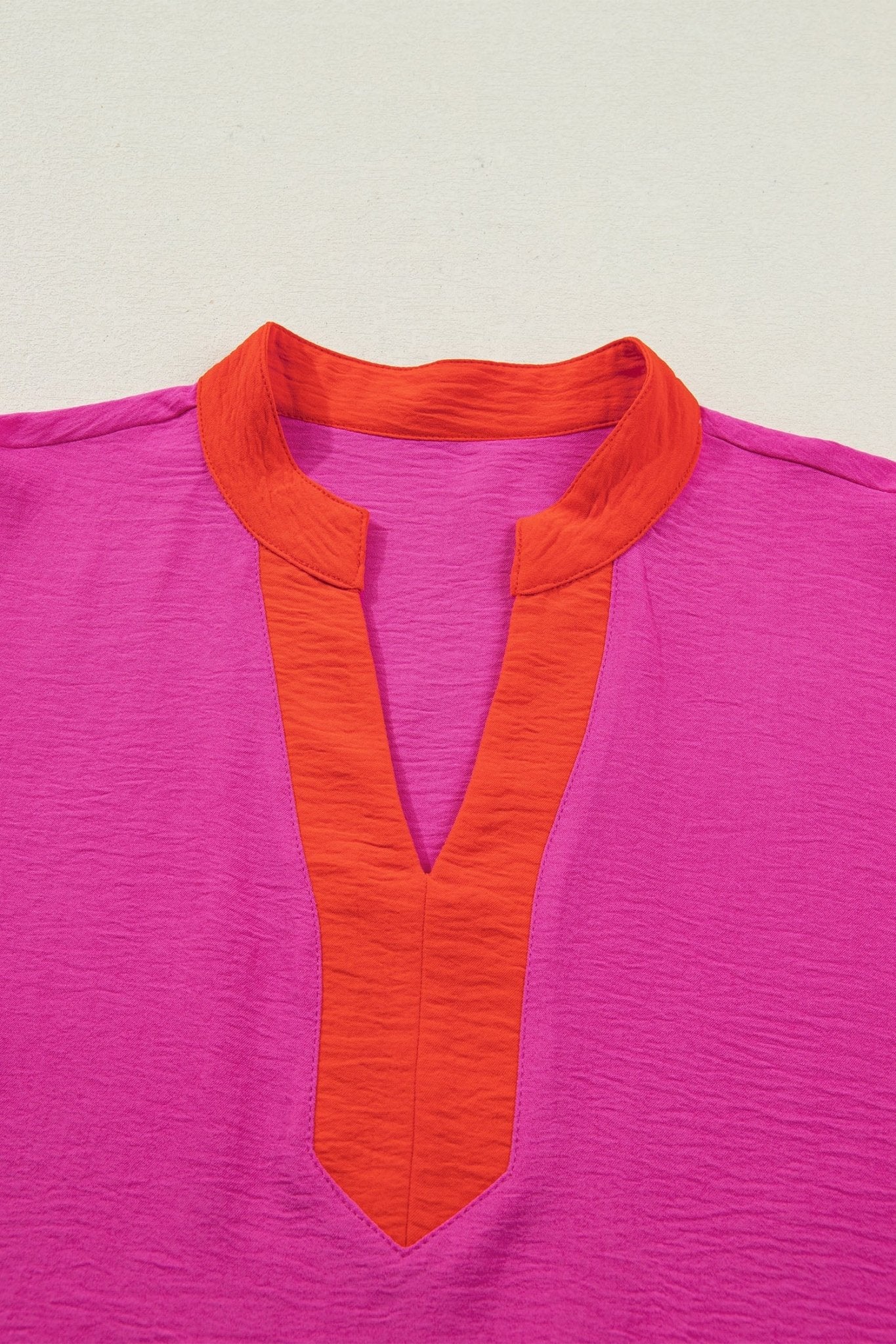 Colorblock Contrast V-Neck Wide Short Sleeve Top - Rooted & Reckless Co.