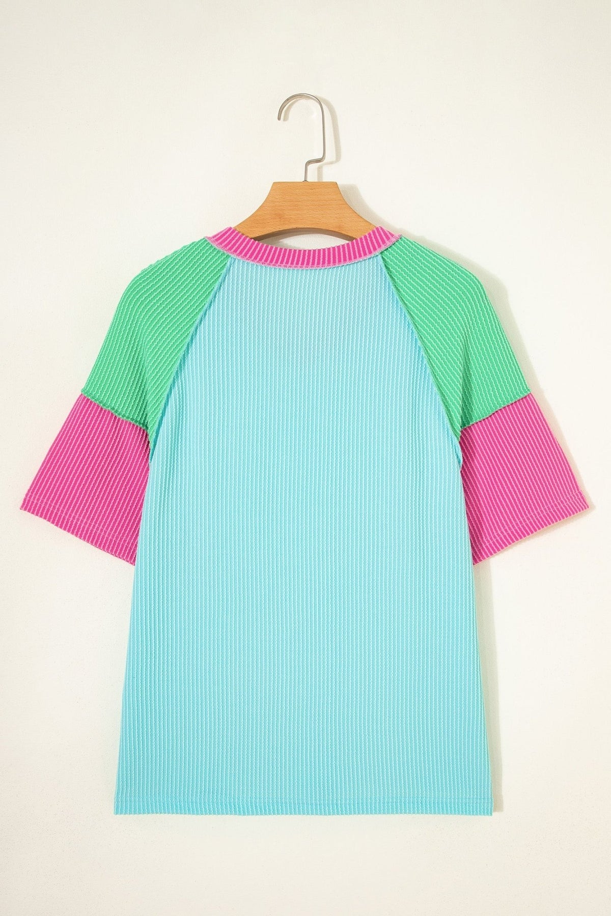 Colorblock Corded Knit Raglan Short Sleeve Tee - Rooted & Reckless Co.