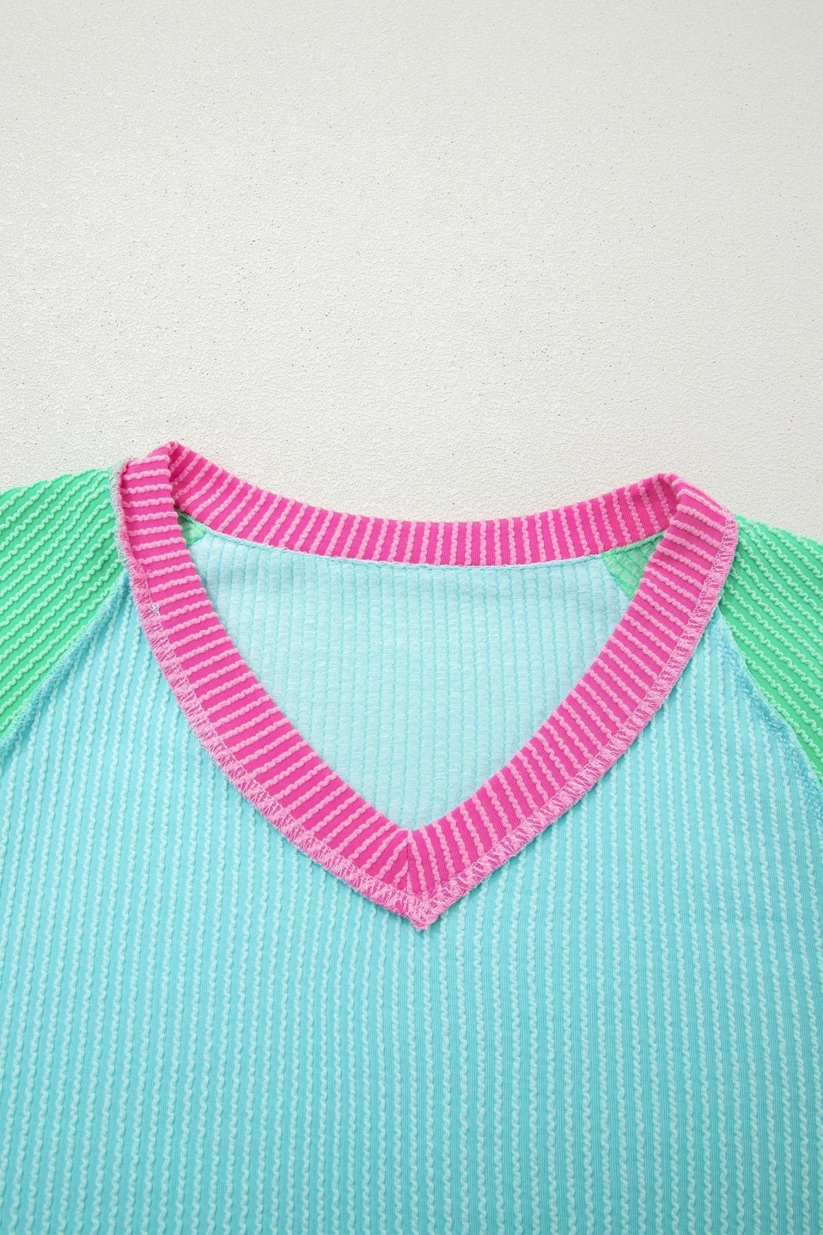 Colorblock Corded Knit Raglan Short Sleeve Tee - Rooted & Reckless Co.