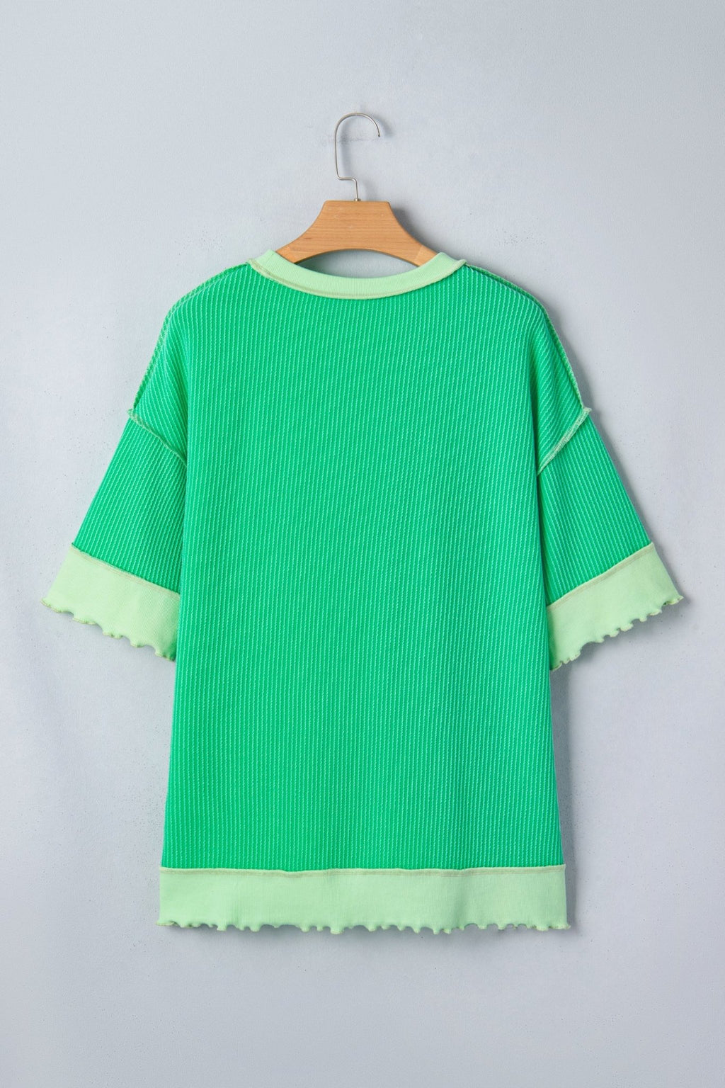 Colorblock Corded Knit Uneven Hem T-Shirt - Rooted & Reckless Co.