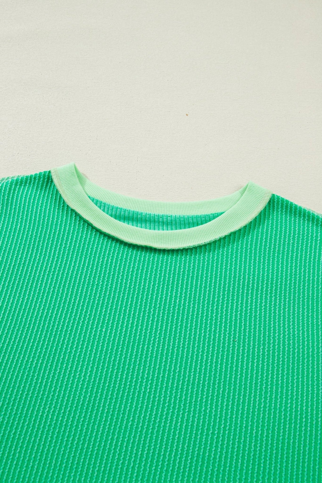 Colorblock Corded Knit Uneven Hem T-Shirt - Rooted & Reckless Co.