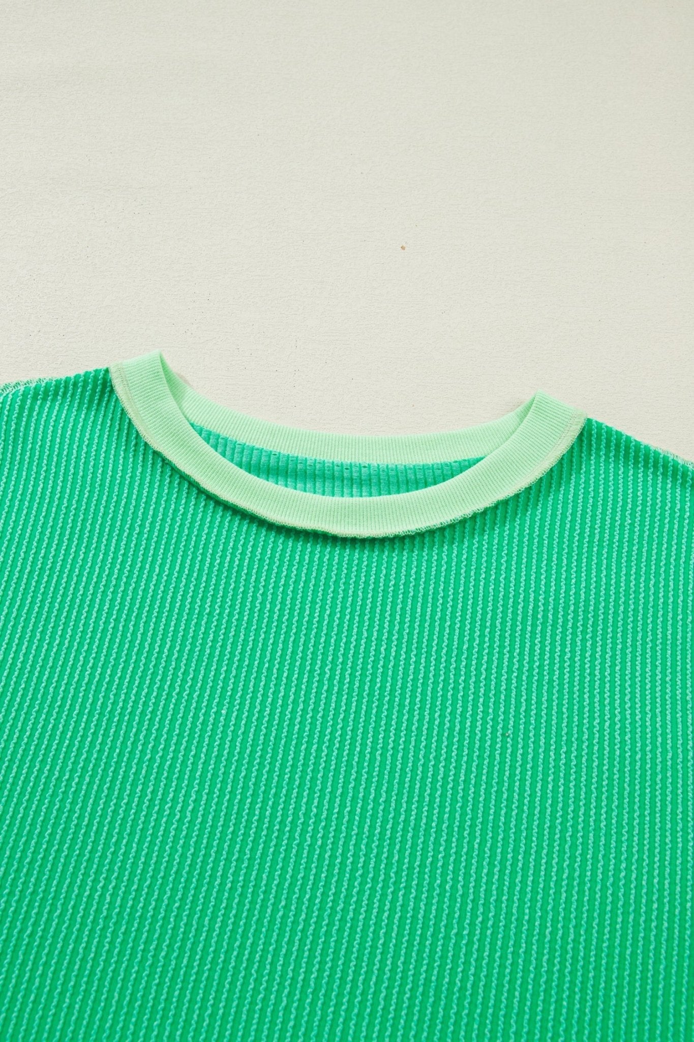 Colorblock Corded Knit Uneven Hem T-Shirt - Rooted & Reckless Co.