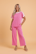 Colorblock Corded Top & High Waist Pants Set - Rooted & Reckless Co.