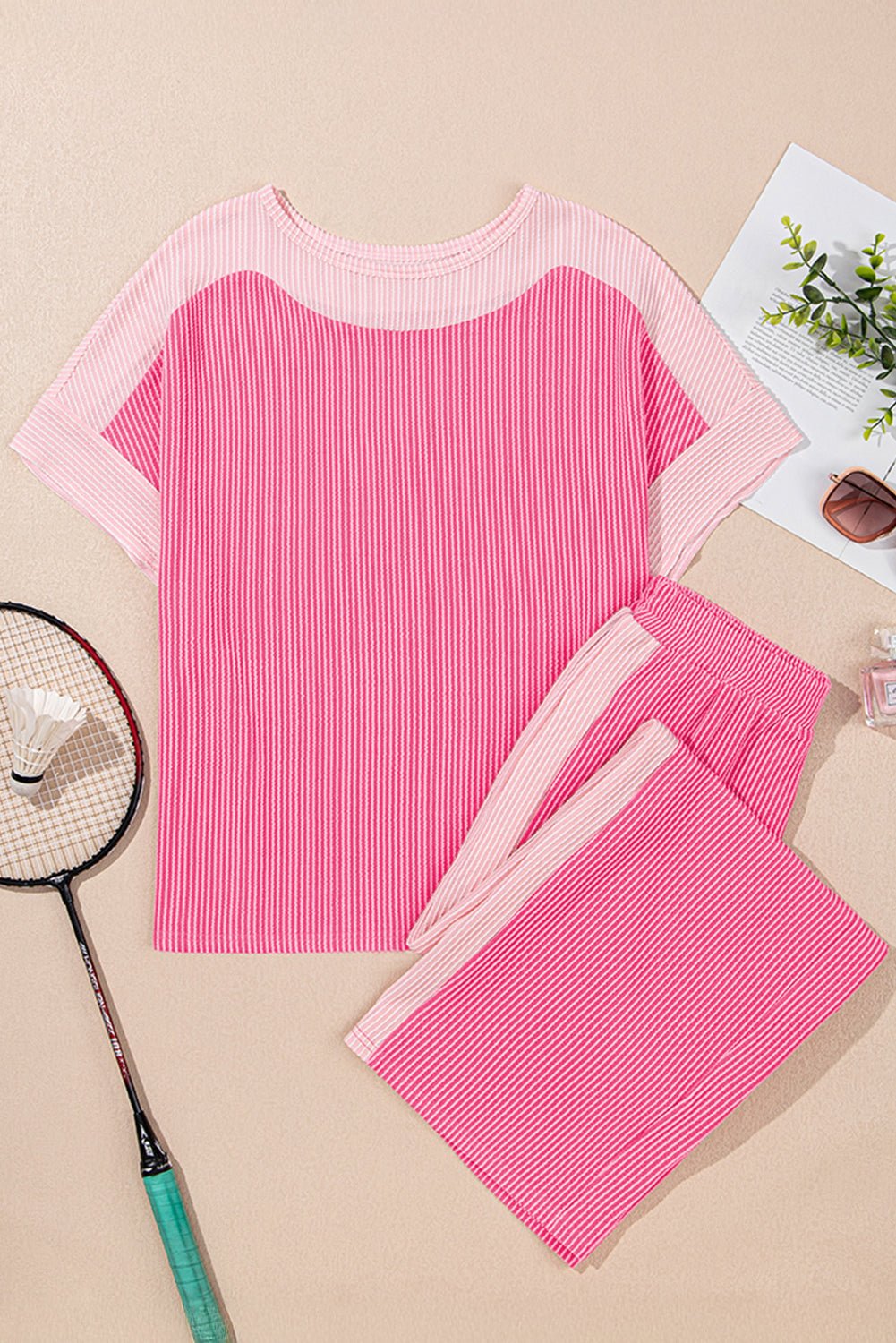 Colorblock Corded Top & High Waist Pants Set - Rooted & Reckless Co.