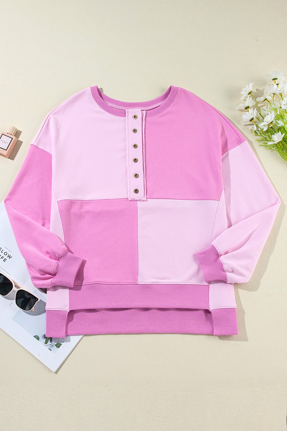 Colorblock Crewneck Henley Sweatshirt - Rooted & Reckless Co.