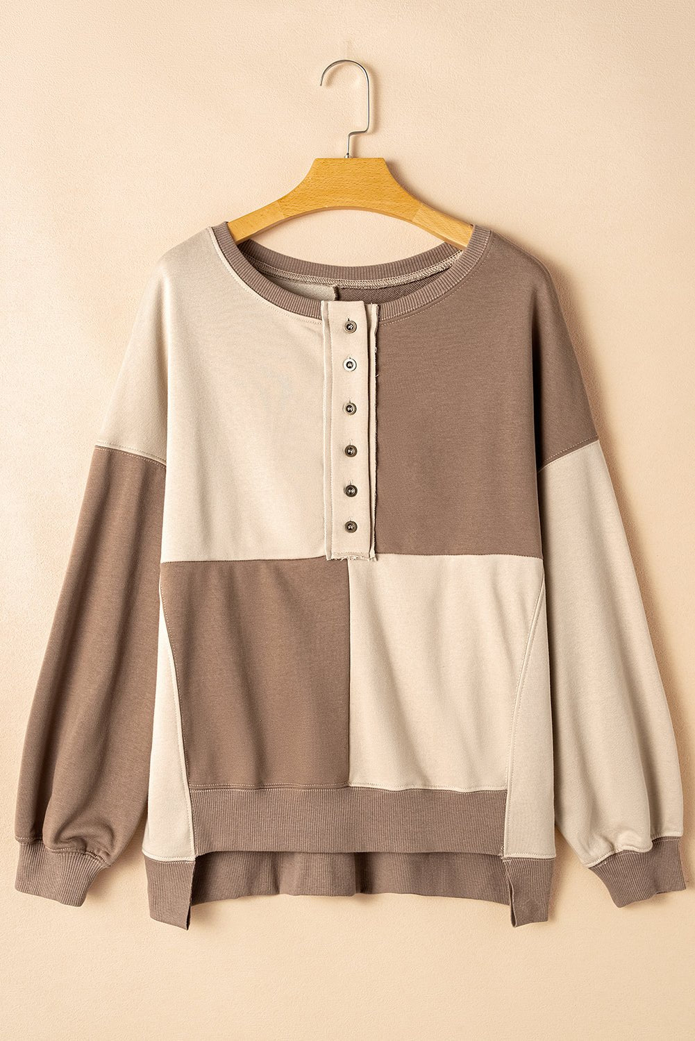 Colorblock Crewneck Henley Sweatshirt - Rooted & Reckless Co.