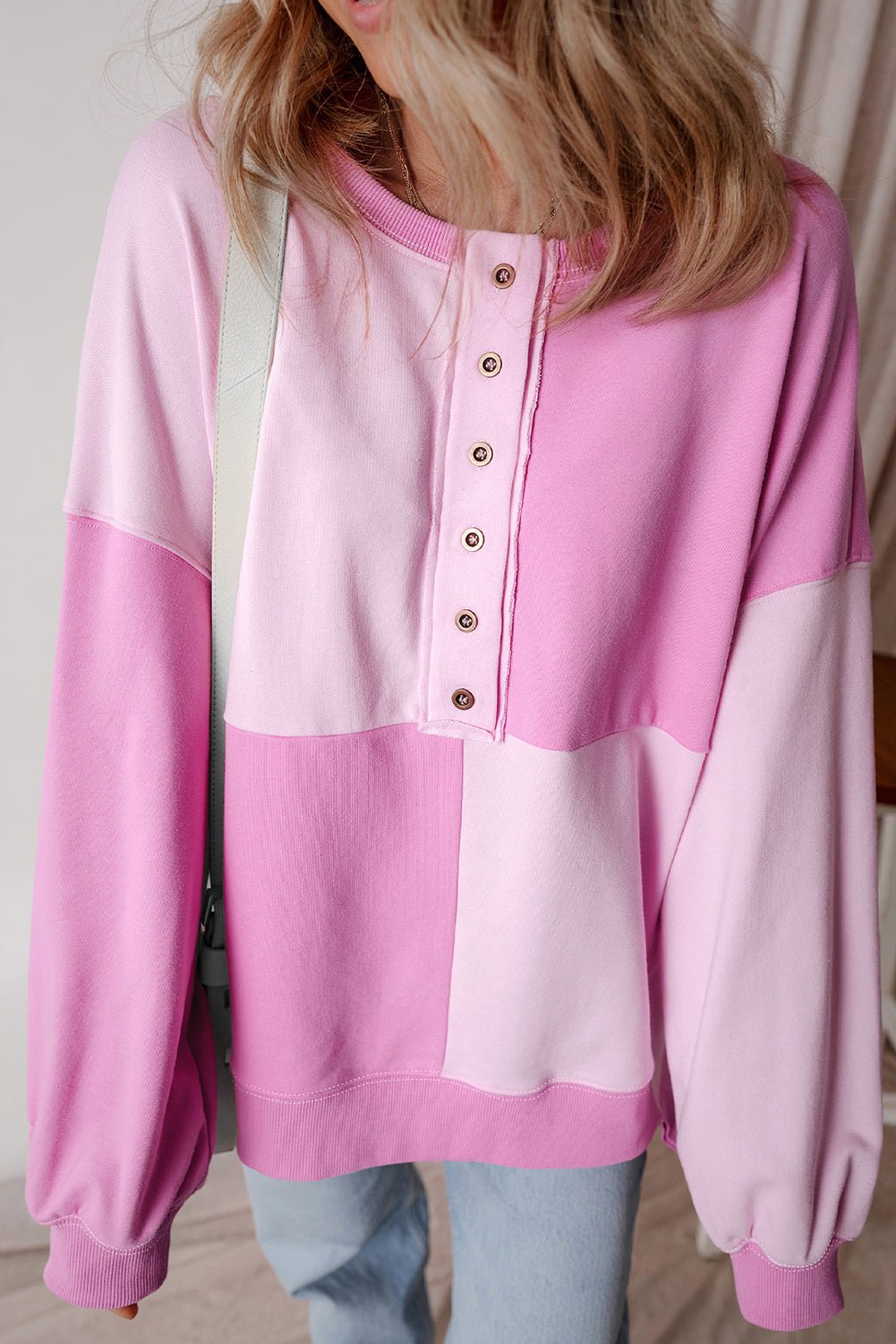 Colorblock Crewneck Henley Sweatshirt - Rooted & Reckless Co.