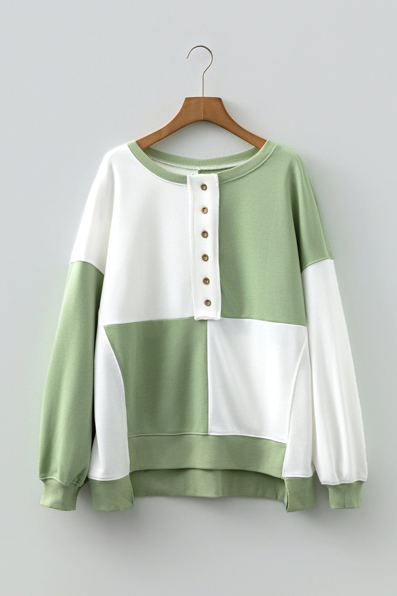 Colorblock Crewneck Henley Sweatshirt - Rooted & Reckless Co.