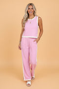 Colorblock Cropped Tank & Elastic Waist Pants Set - Rooted & Reckless Co.