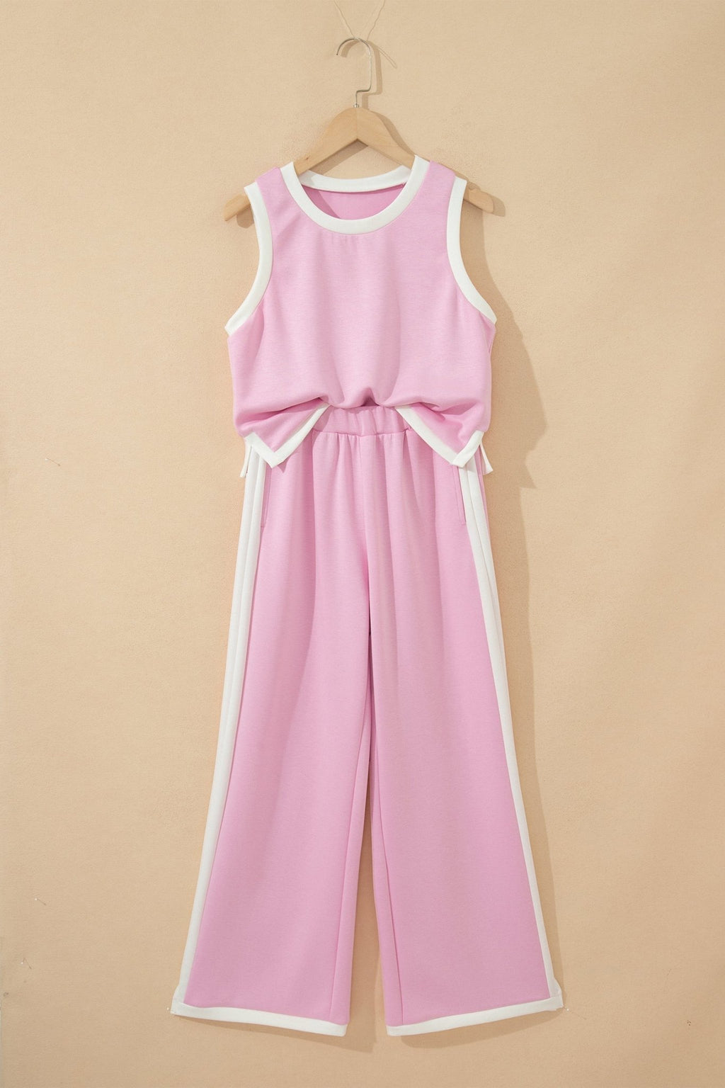 Colorblock Cropped Tank & Elastic Waist Pants Set - Rooted & Reckless Co.