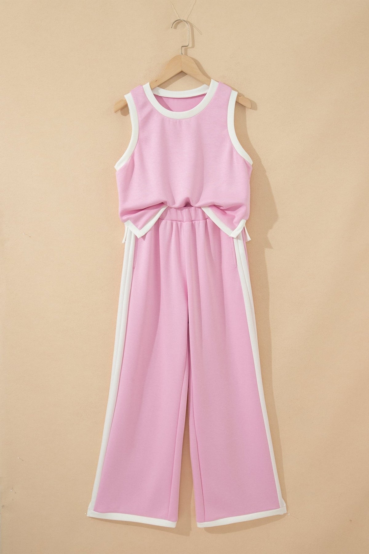 Colorblock Cropped Tank & Elastic Waist Pants Set - Rooted & Reckless Co.