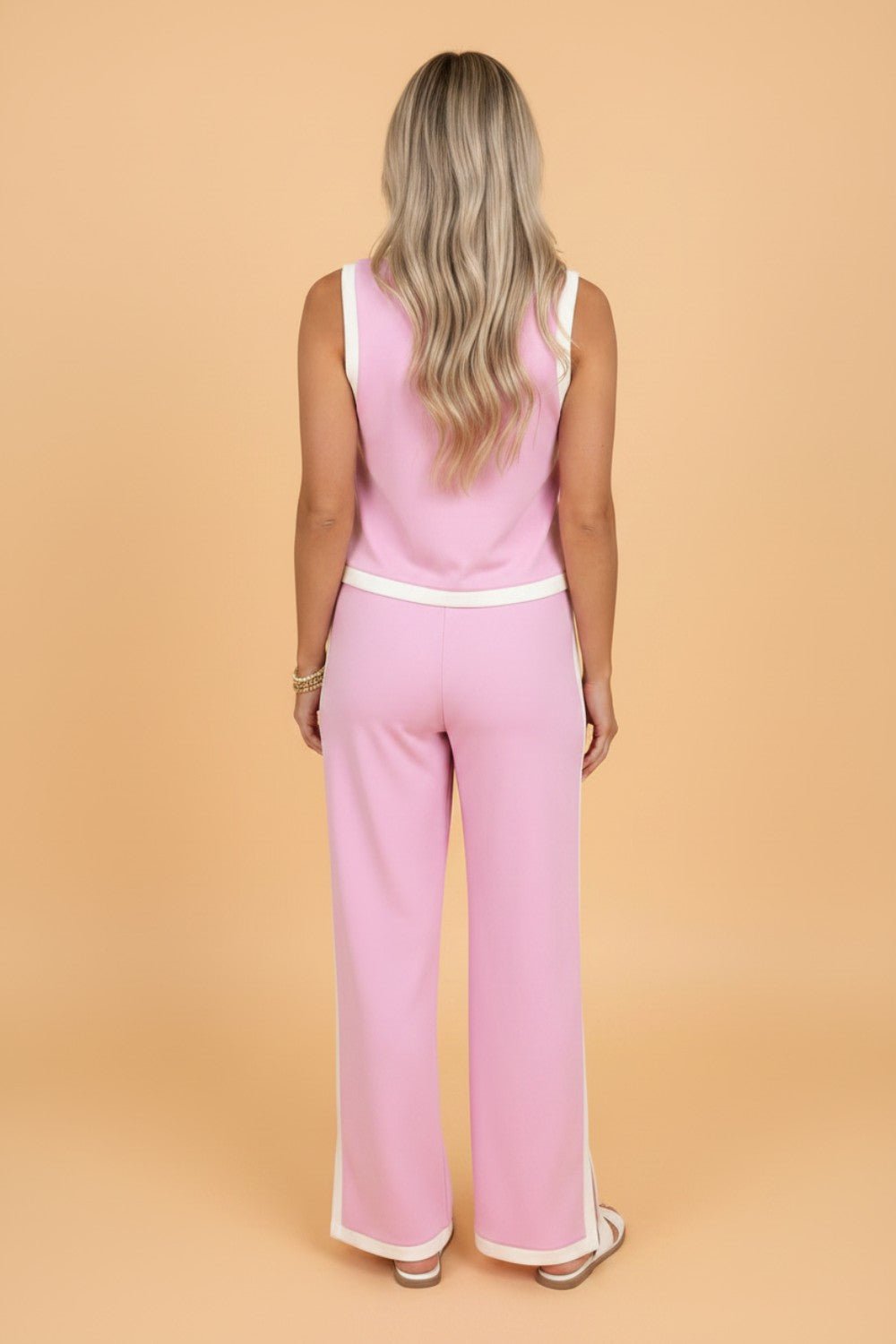 Colorblock Cropped Tank & Elastic Waist Pants Set - Rooted & Reckless Co.