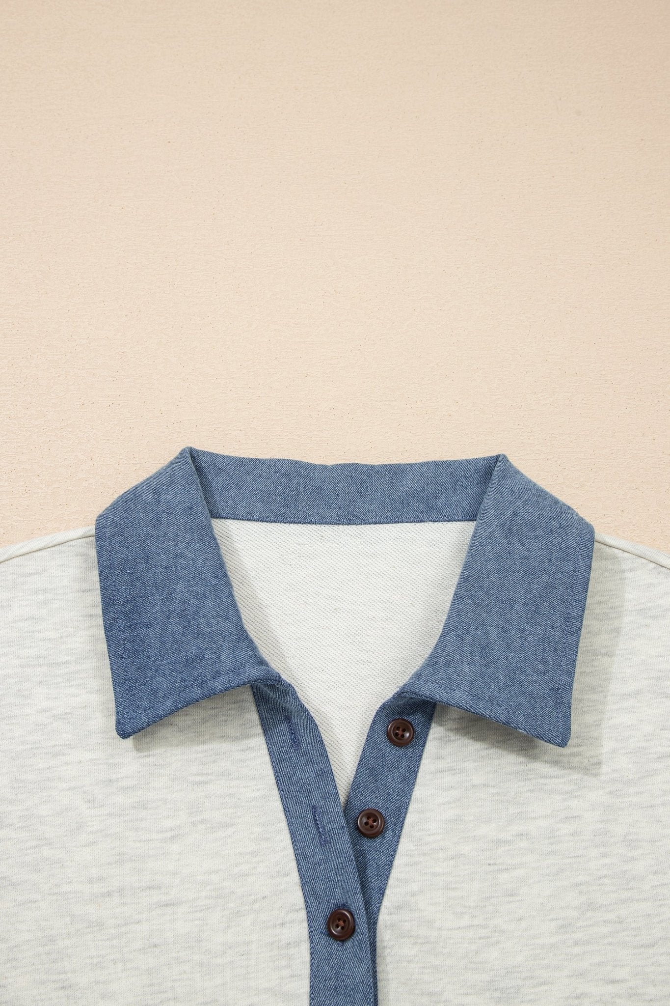 Colorblock Denim Patchwork Polo Collar Tunic Dress - Rooted & Reckless Co.
