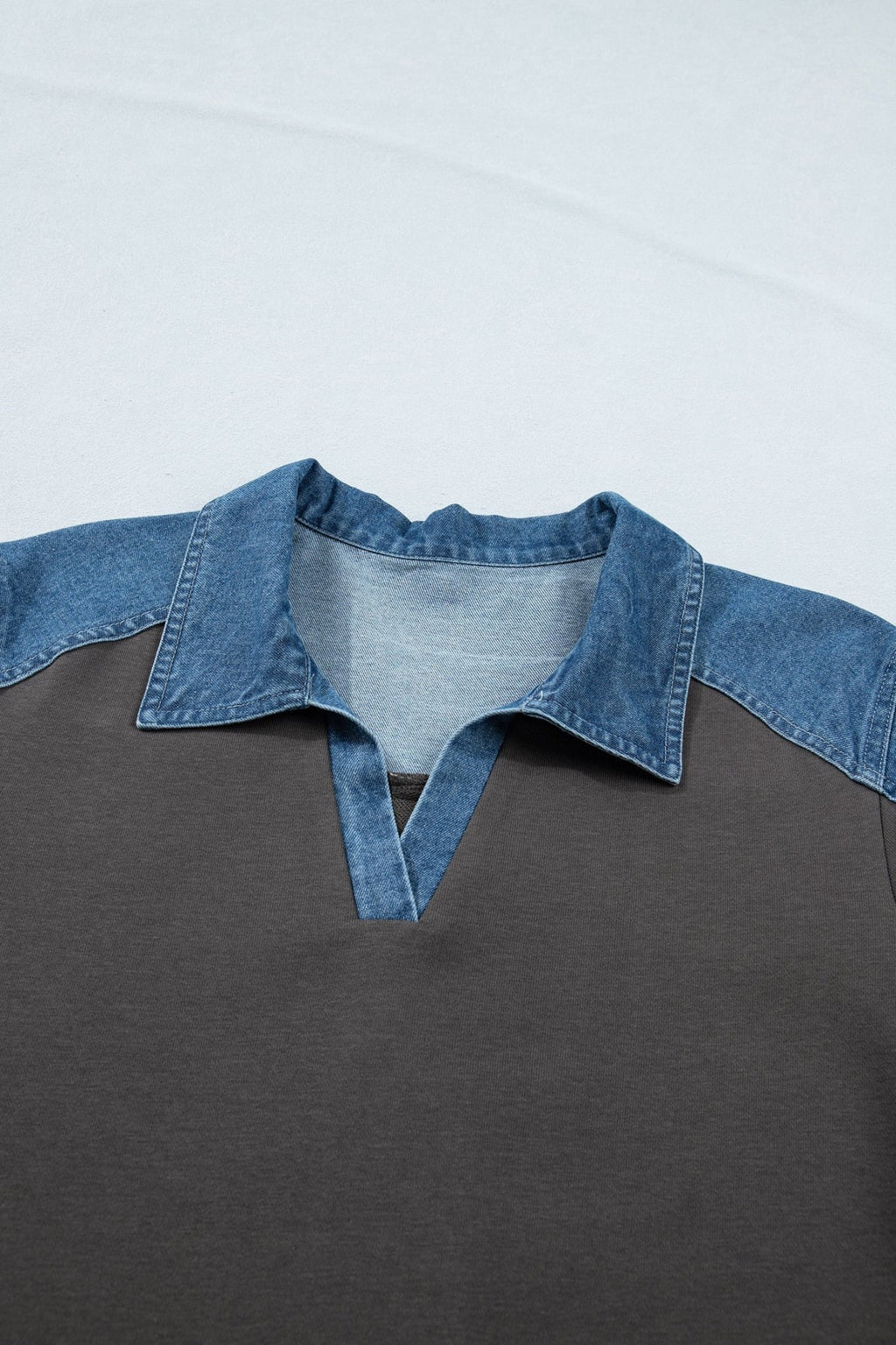 Colorblock Denim Patchwork Polo T-Shirt Dress - Rooted & Reckless Co.