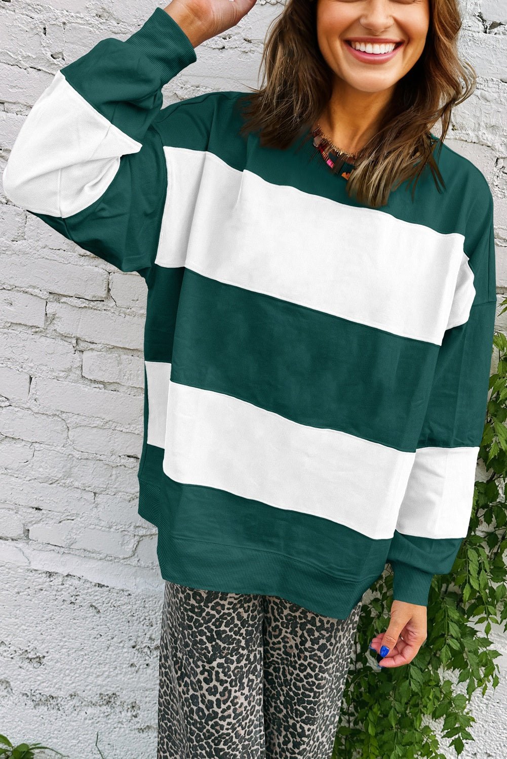 Colorblock Drop Shoulder Baggy Sweatshirt - Rooted & Reckless Co.