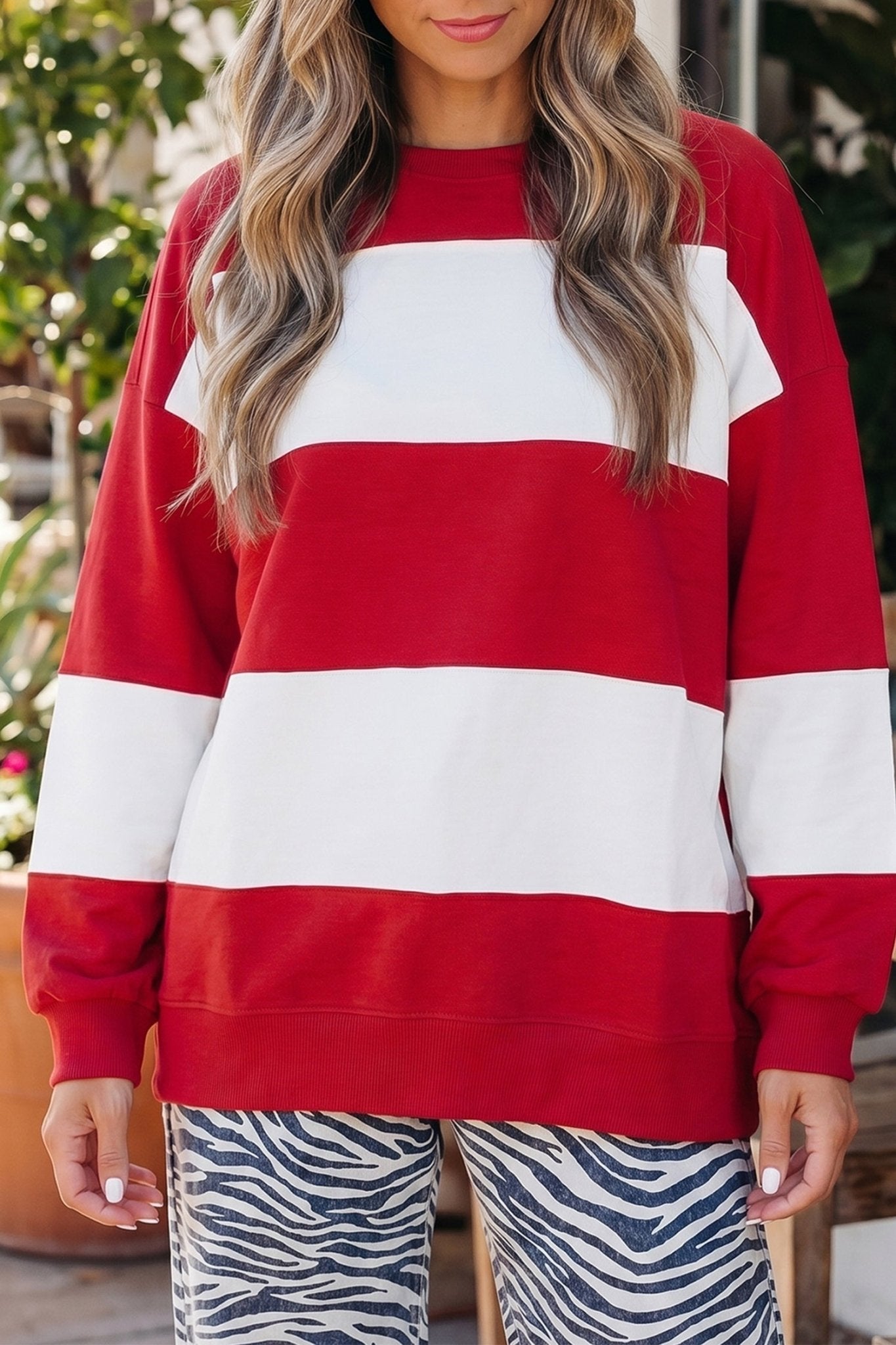 Colorblock Drop Shoulder Baggy Sweatshirt - Rooted & Reckless Co.
