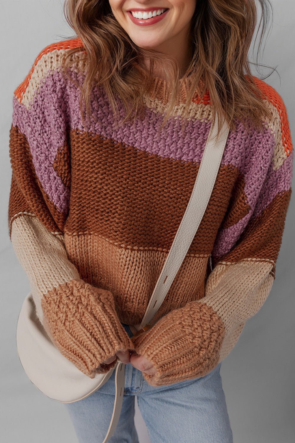 Colorblock Drop Shoulder Cropped Sweater - Rooted & Reckless Co.