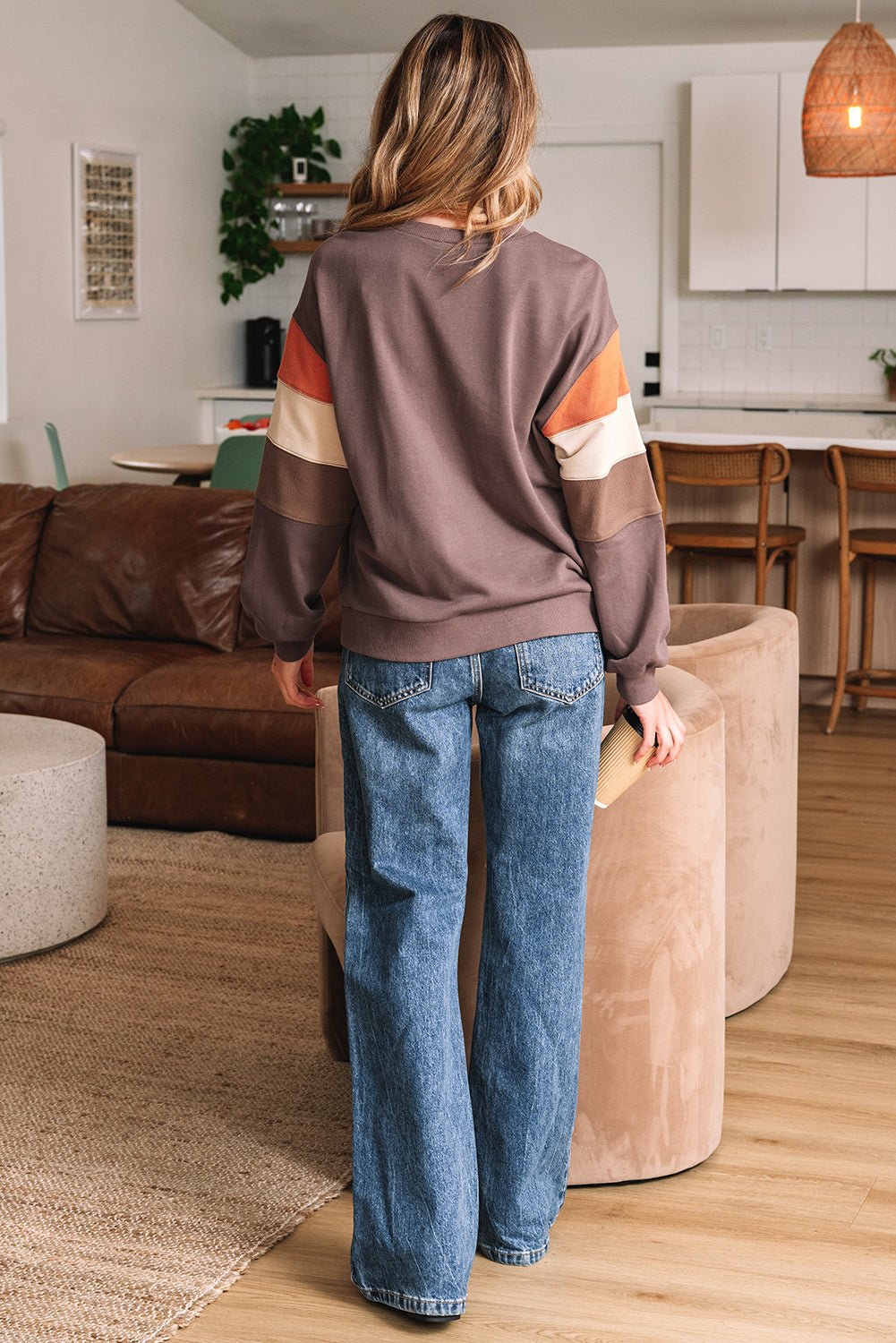 Colorblock Drop Shoulder Pullover Sweatshirt - Rooted & Reckless Co.