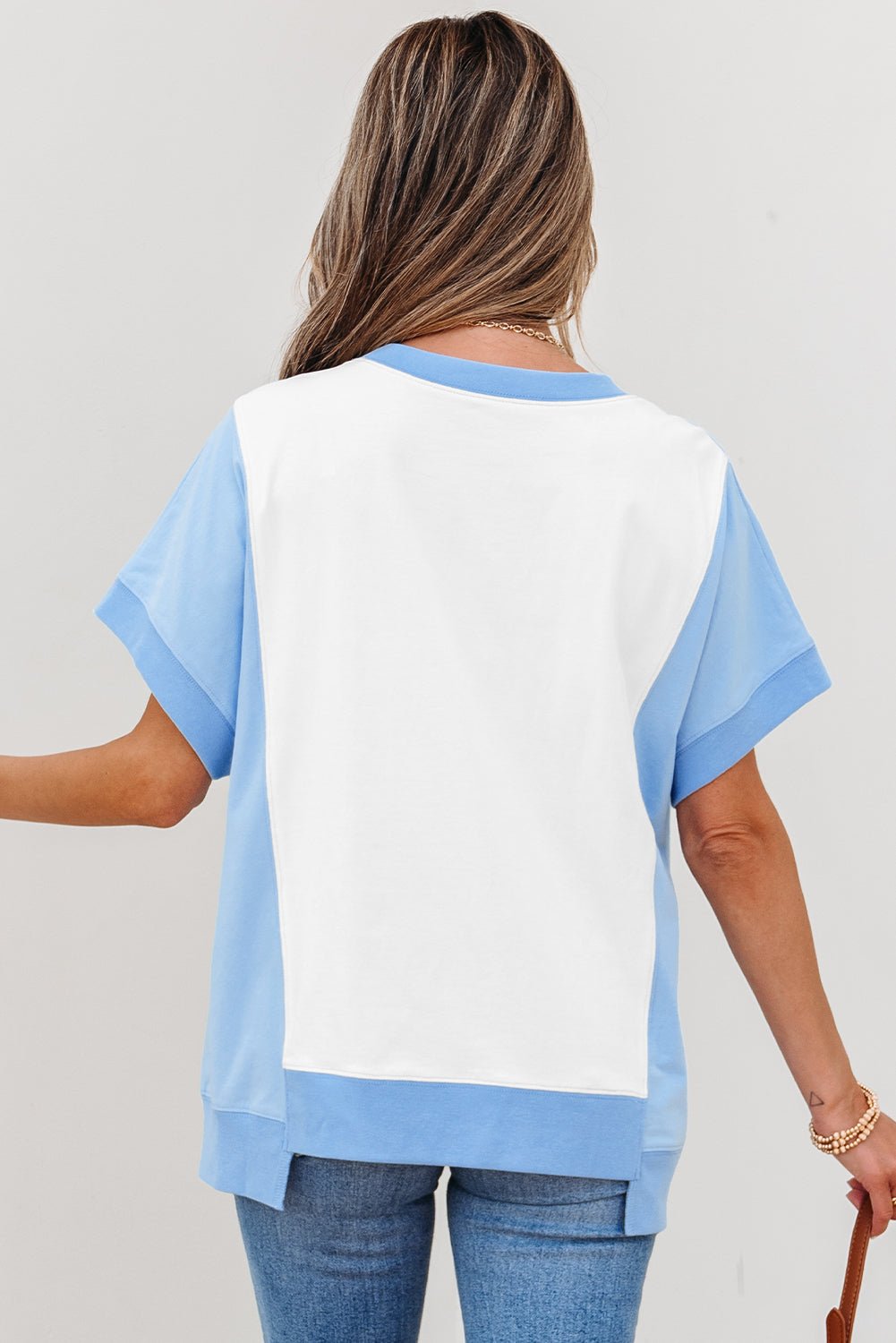 Colorblock Exposed Seam Crew Neck T-Shirt - Rooted & Reckless Co.