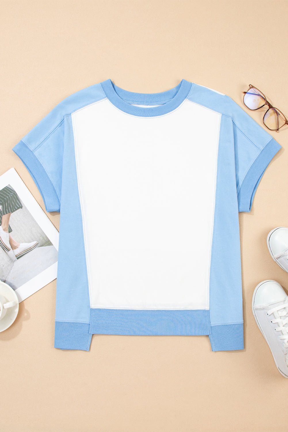 Colorblock Exposed Seam Crew Neck T-Shirt - Rooted & Reckless Co.
