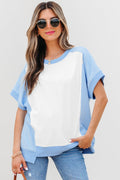 Colorblock Exposed Seam Crew Neck T-Shirt - Rooted & Reckless Co.