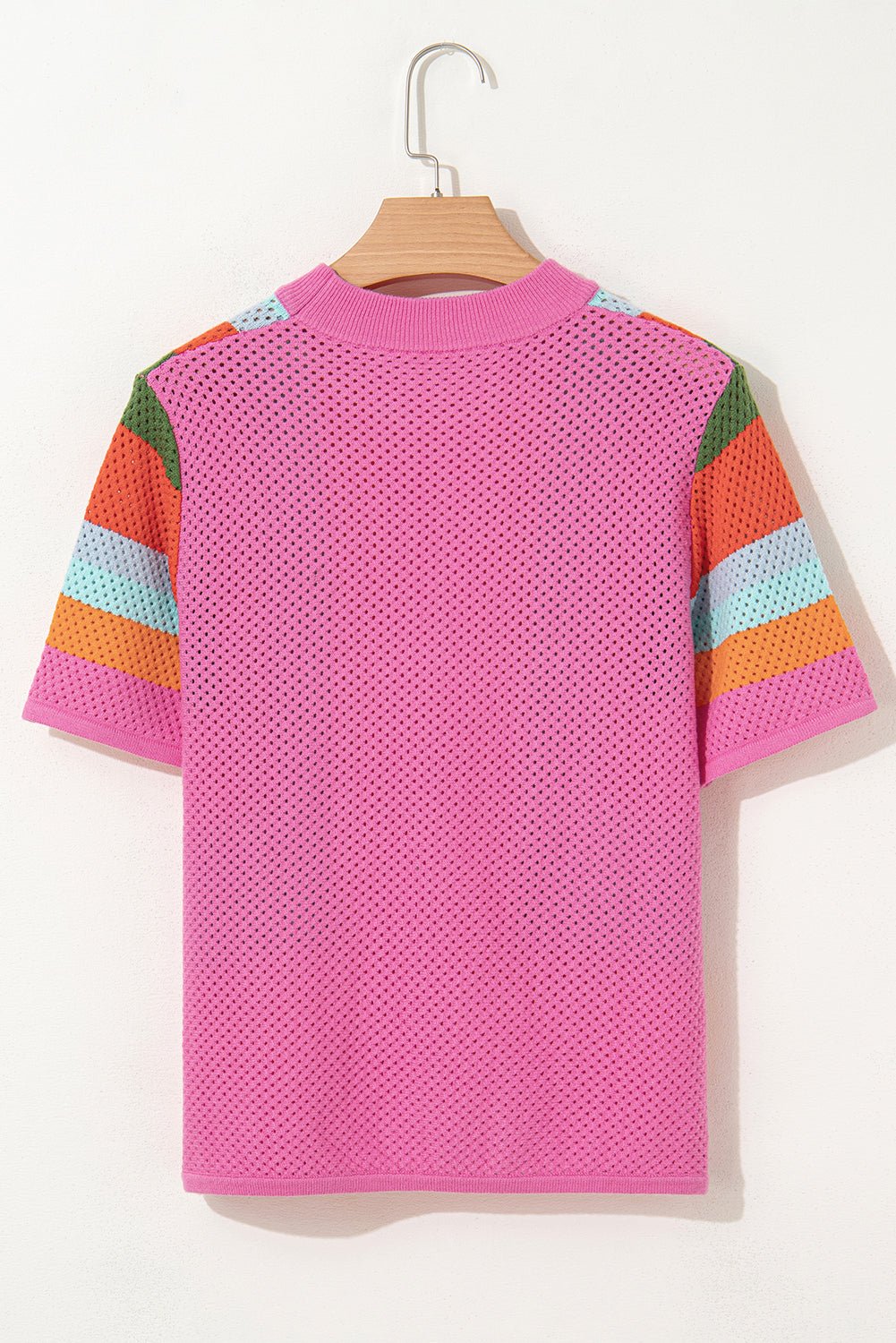 Colorblock Eyelet Short Sleeve Sweater T-Shirt - Rooted & Reckless Co.