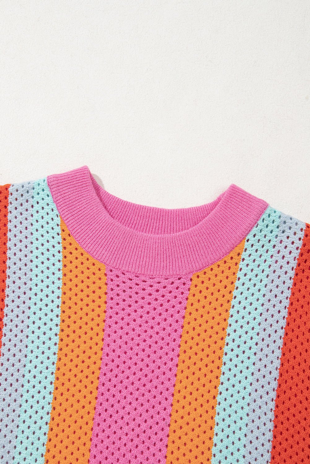 Colorblock Eyelet Short Sleeve Sweater T-Shirt - Rooted & Reckless Co.