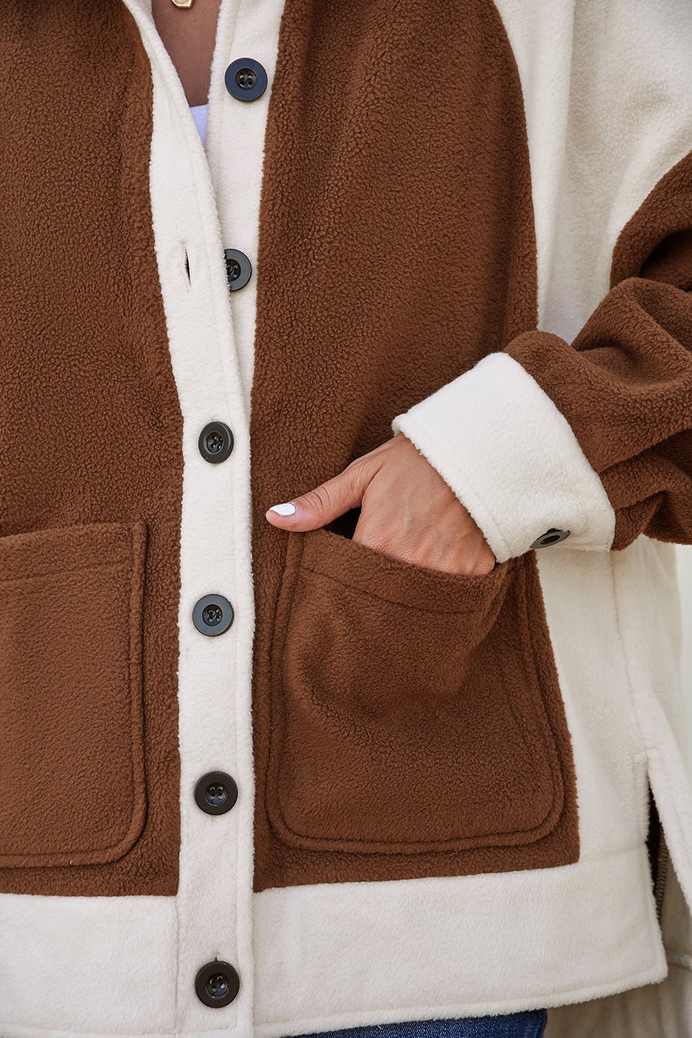 Colorblock Fleece Patchwork Button Down Shacket - Rooted & Reckless Co.