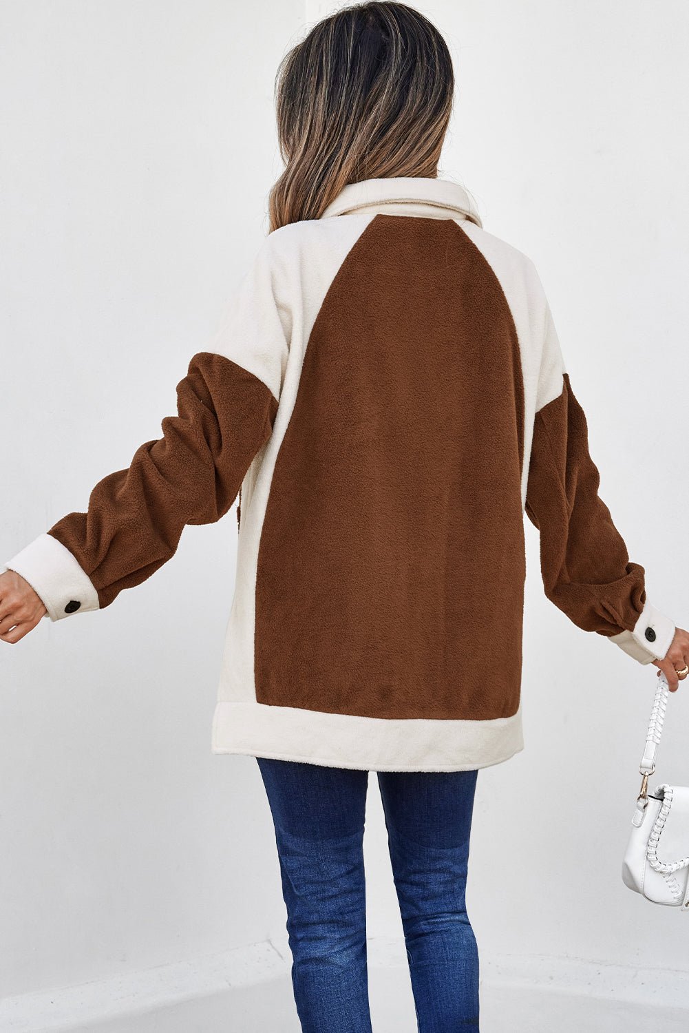 Colorblock Fleece Patchwork Button Down Shacket - Rooted & Reckless Co.