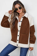 Colorblock Fleece Patchwork Button Down Shacket - Rooted & Reckless Co.
