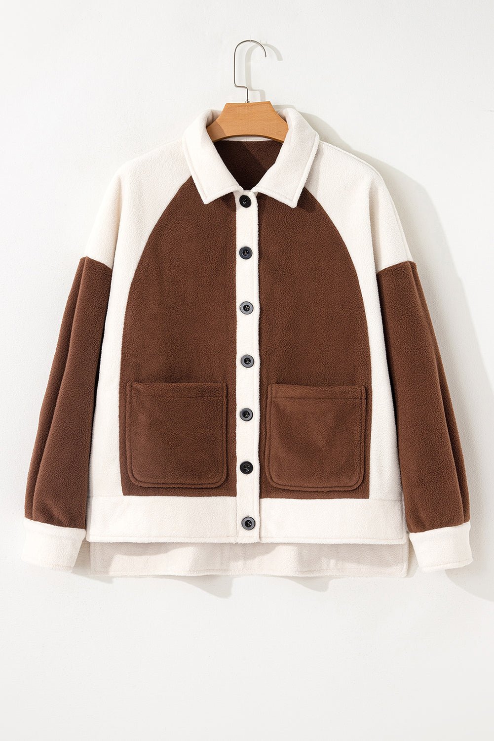 Colorblock Fleece Patchwork Button Down Shacket - Rooted & Reckless Co.