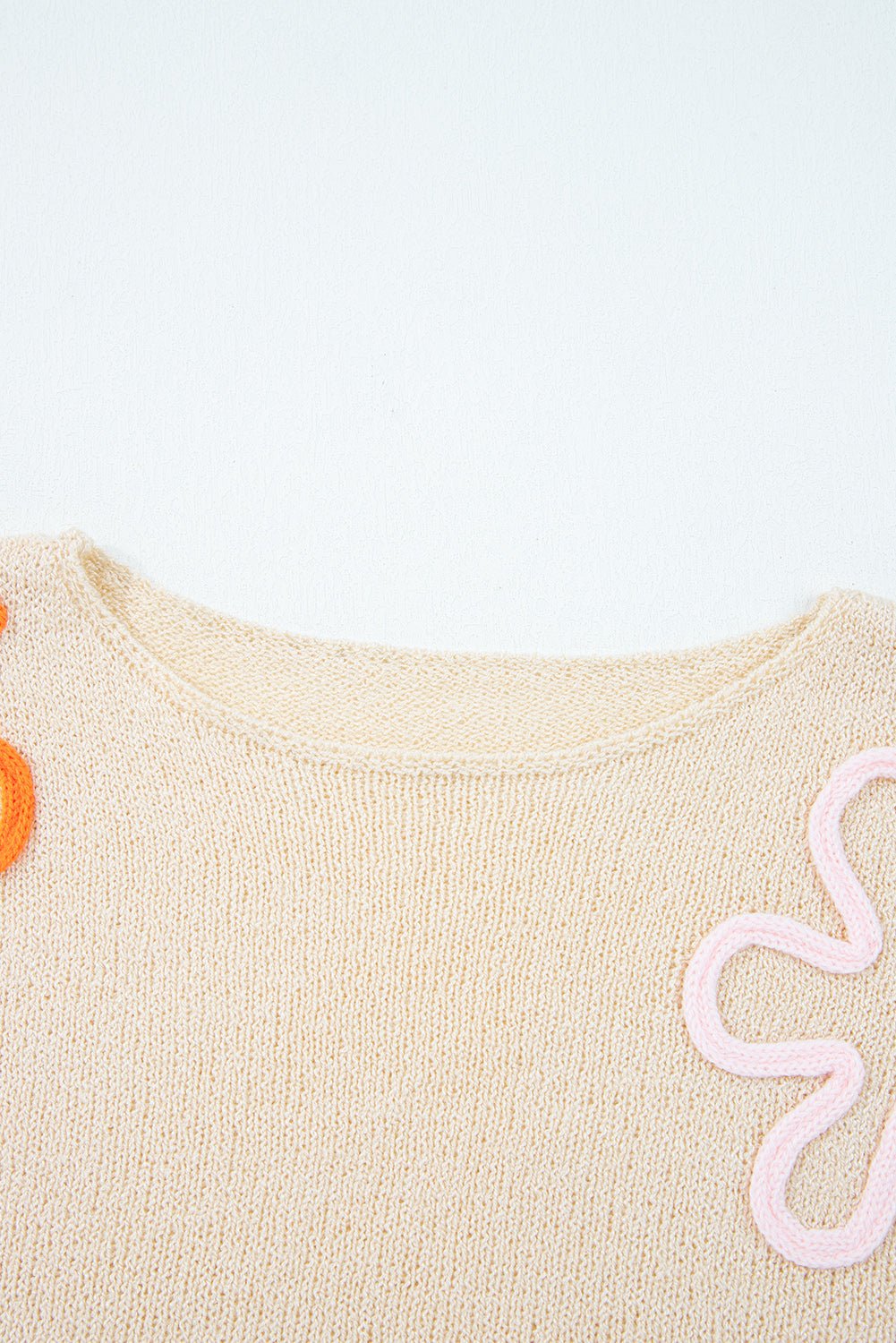 Colorblock Flower Cuffed Long Sleeve Sweater - Rooted & Reckless Co.