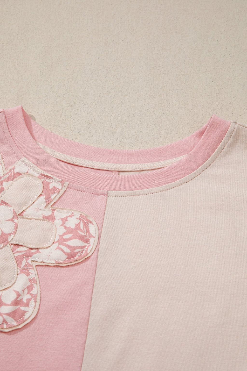 Colorblock Flower Patch Short Sleeve T-Shirt - Rooted & Reckless Co.