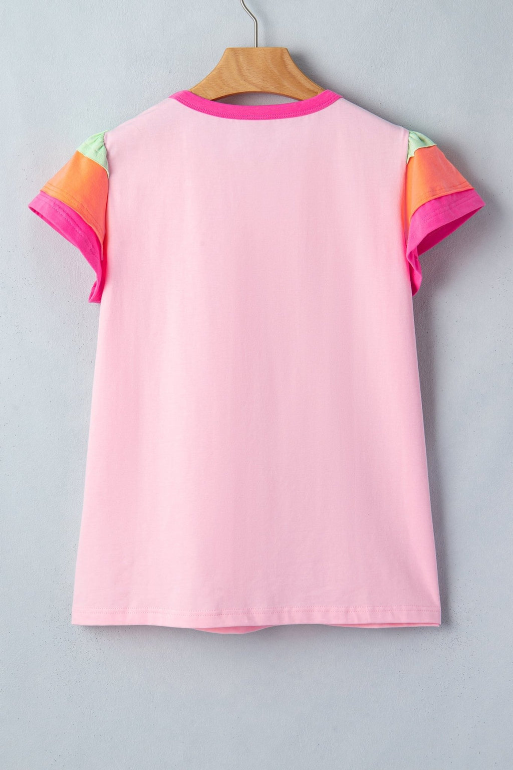 Colorblock Flutter Sleeve Round Neck T-Shirt - Rooted & Reckless Co.