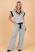 Colorblock Fringe Trim V-Neck Tank & Drawstring Pants Set - Rooted & Reckless Co.