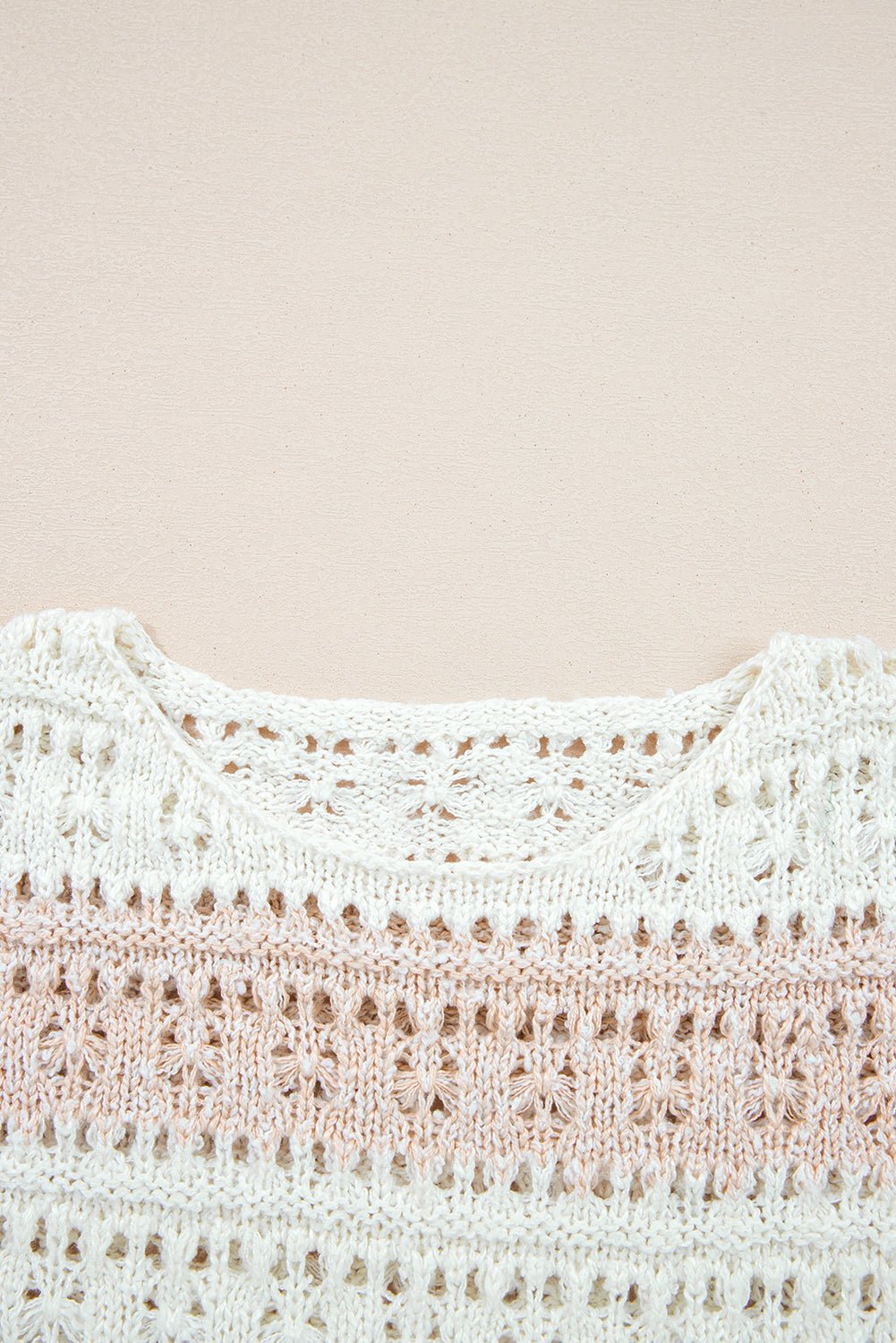 Colorblock Hollow-Out Drop Shoulder Sweater - Rooted & Reckless Co.