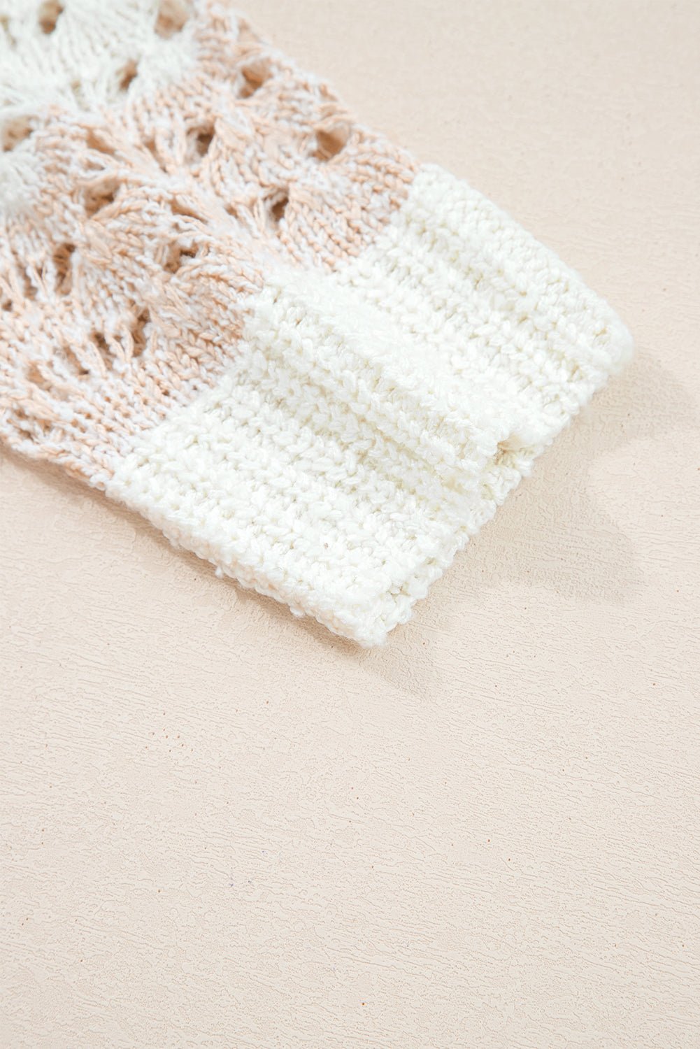 Colorblock Hollow-Out Drop Shoulder Sweater - Rooted & Reckless Co.