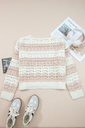 Colorblock Hollow-Out Drop Shoulder Sweater - Rooted & Reckless Co.