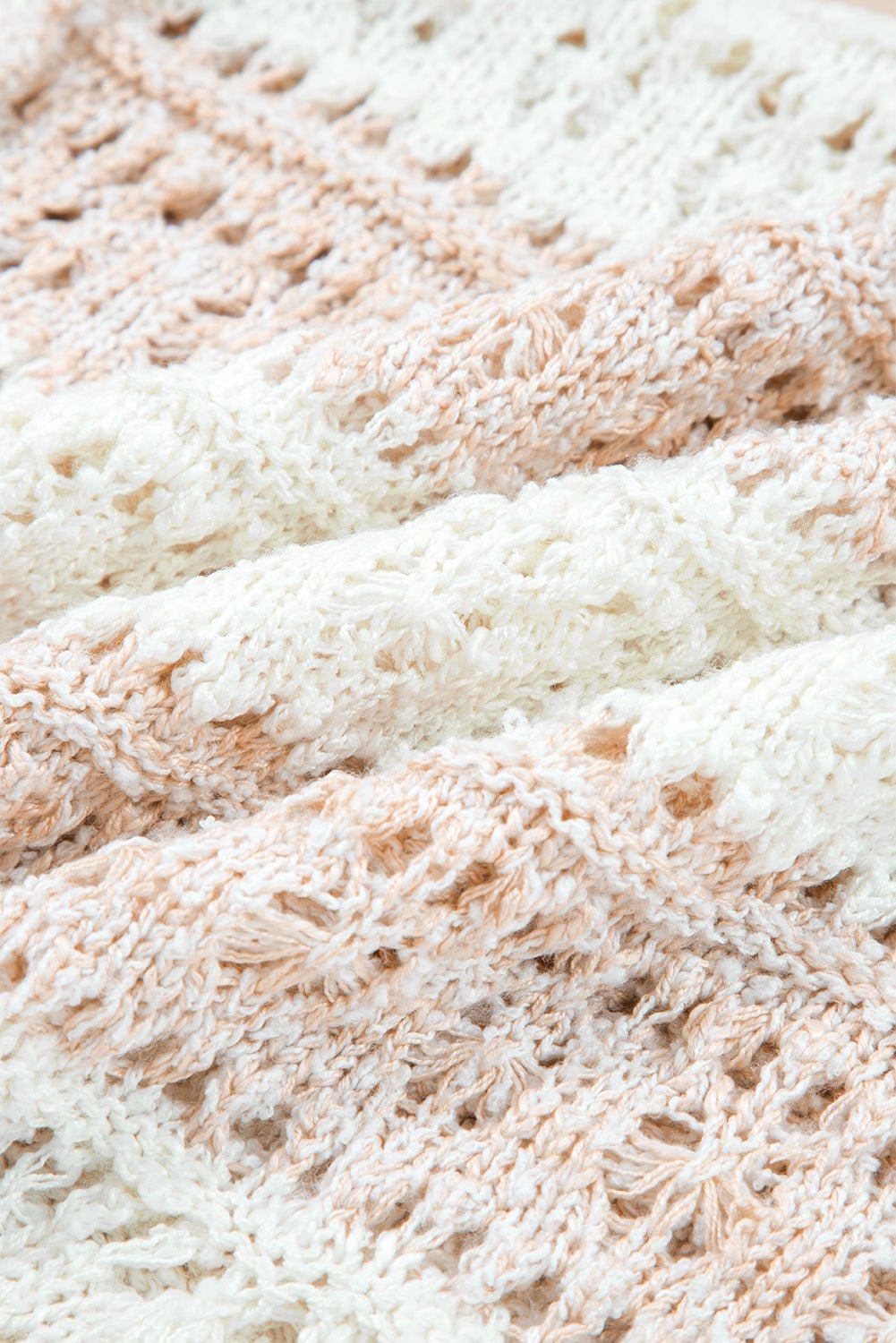 Colorblock Hollow-Out Drop Shoulder Sweater - Rooted & Reckless Co.