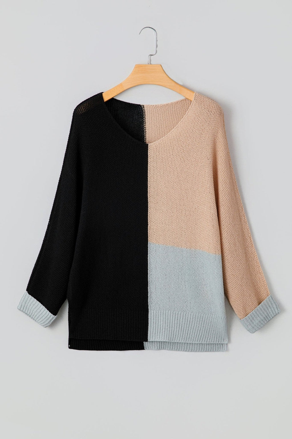 Colorblock Knit V-Neck Sweater - Rooted & Reckless Co.