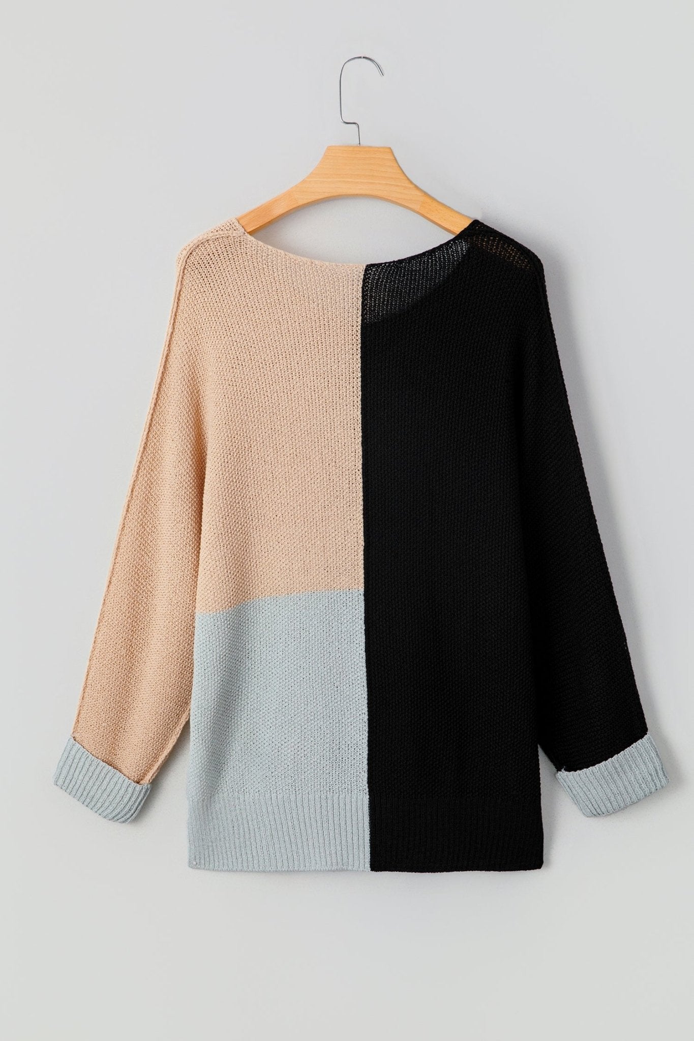 Colorblock Knit V-Neck Sweater - Rooted & Reckless Co.