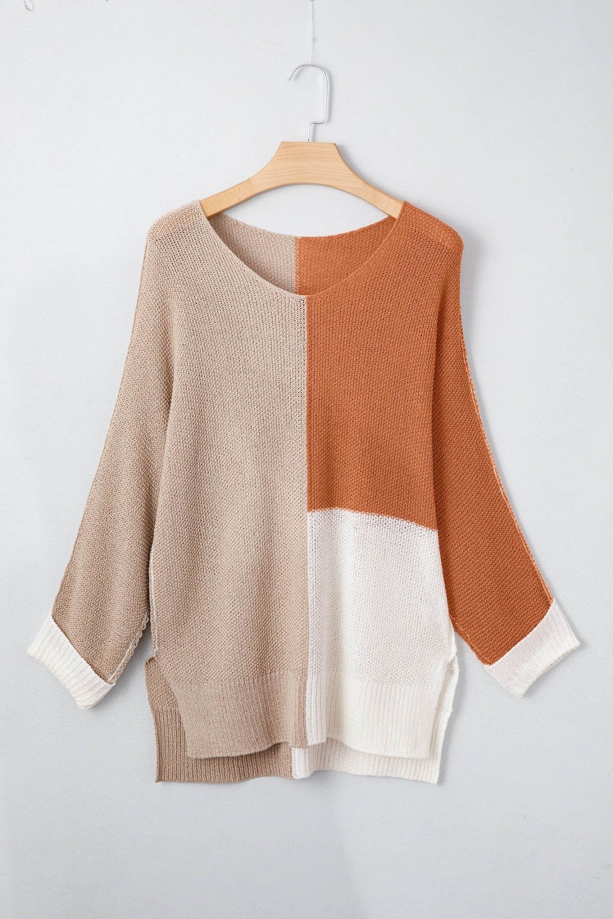 Colorblock Knit V-Neck Sweater - Rooted & Reckless Co.