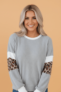 Colorblock Leopard Patchwork Ribbed Knit Top - Rooted & Reckless Co.