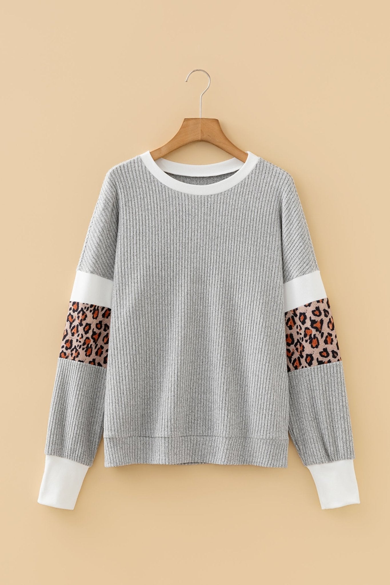 Colorblock Leopard Patchwork Ribbed Knit Top - Rooted & Reckless Co.
