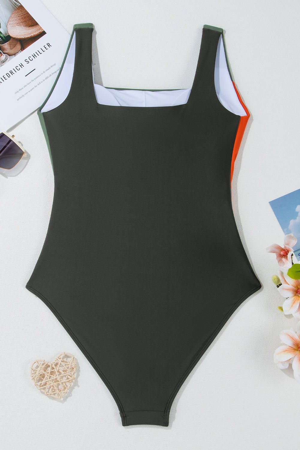 Colorblock Padded Square Neck One Piece Swimsuit - Rooted & Reckless Co.
