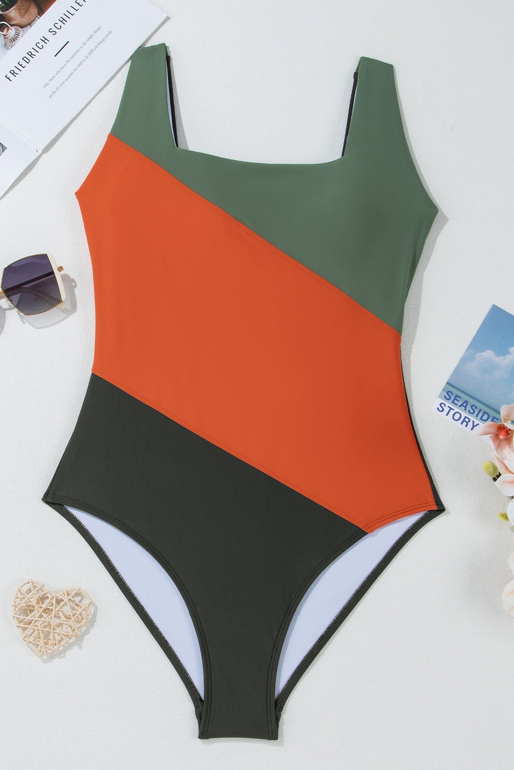 Colorblock Padded Square Neck One Piece Swimsuit - Rooted & Reckless Co.