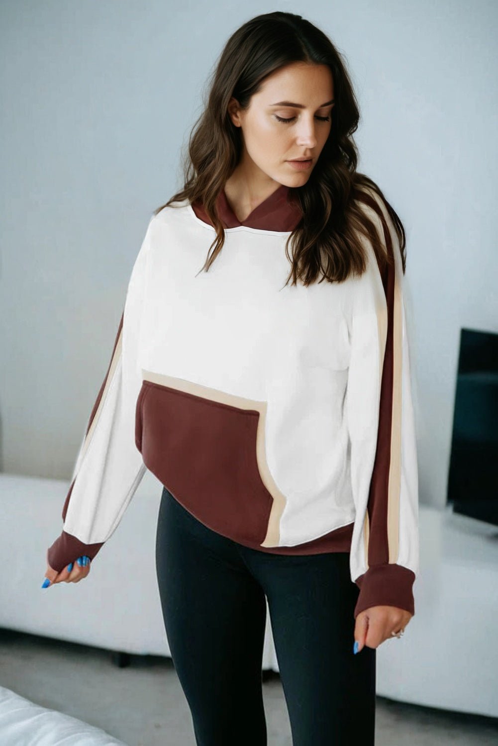 Colorblock Patchwork Kangaroo Pocket Hooded Sweatshirt - Rooted & Reckless Co.