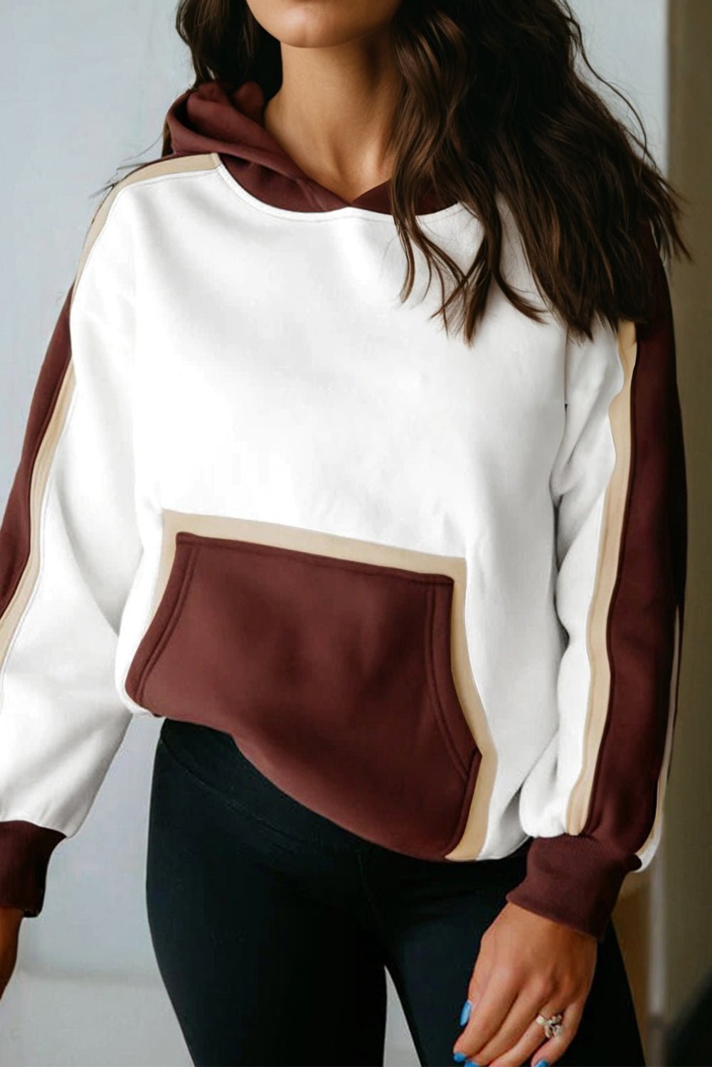 Colorblock Patchwork Kangaroo Pocket Hooded Sweatshirt - Rooted & Reckless Co.