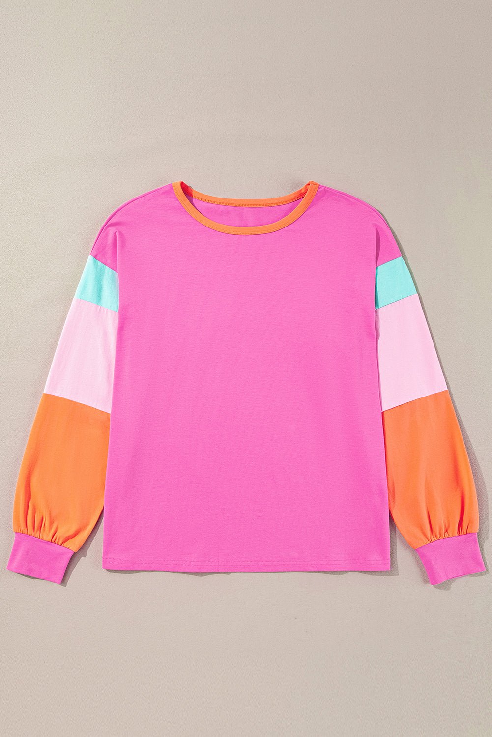 Colorblock Patchwork Long Sleeve Top - Rooted & Reckless Co.